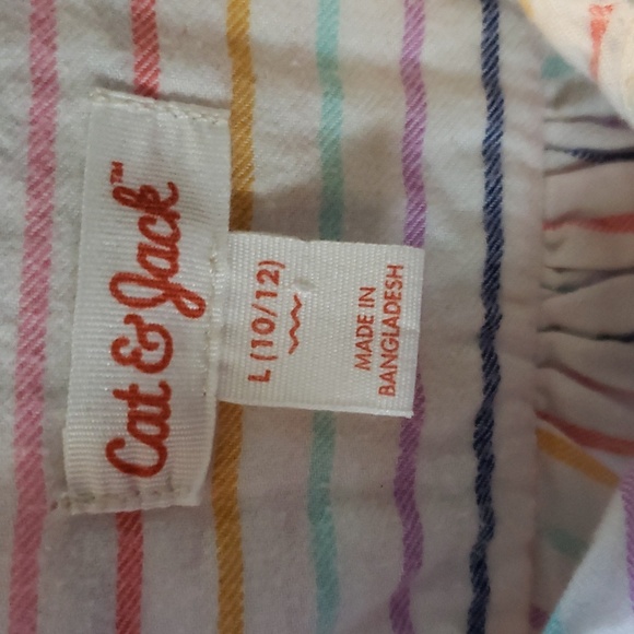 Cat & Jack Stripe Cotton Long Sleeve Button Blouse Girls Sz L - Picture 3 of 7